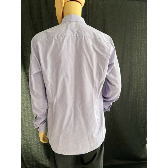 Eton Men's Shirt Lilac Button Up Long Sleeve Slim Fit Cotton Casual Dress 44 - Picture 5 of 10